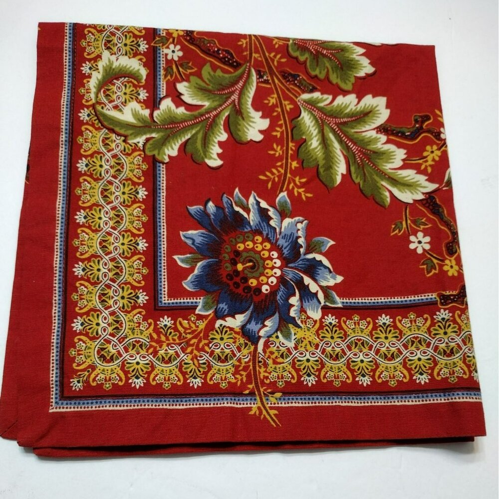 Williams-Sonoma Red Floral Print Cotton Table Mat / Napkin